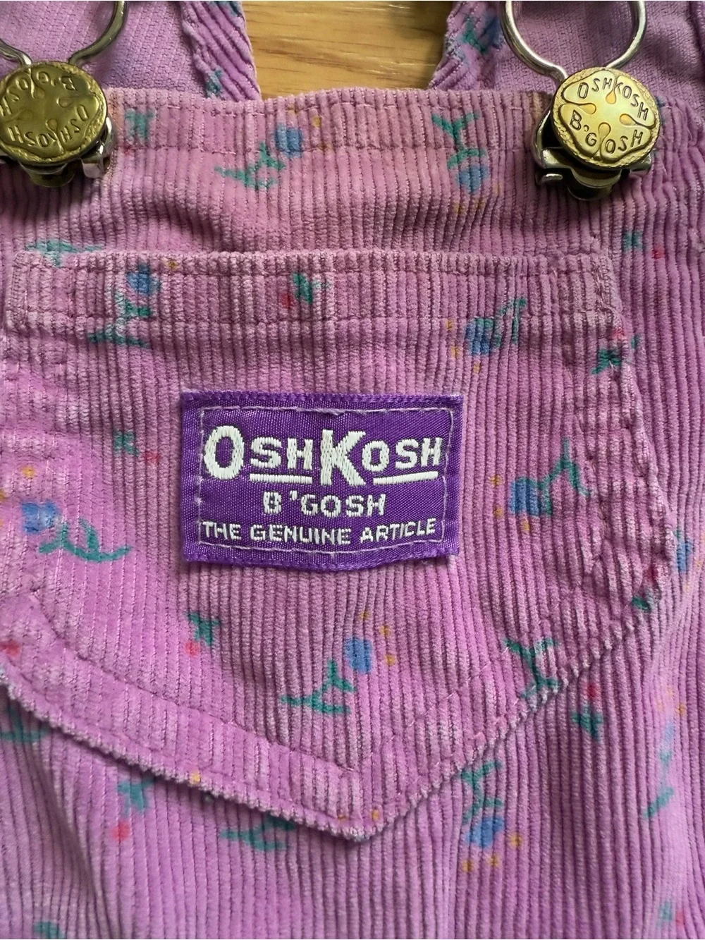 Vintage 90s OshKosh B'Gosh Purple Floral Corduroy Overalls – 12 Months